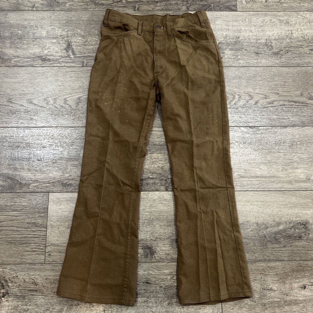 Vintage 80’s Levi's Pants Mens 33/30 Brown Sta-Prest Bootcut Trousers Western